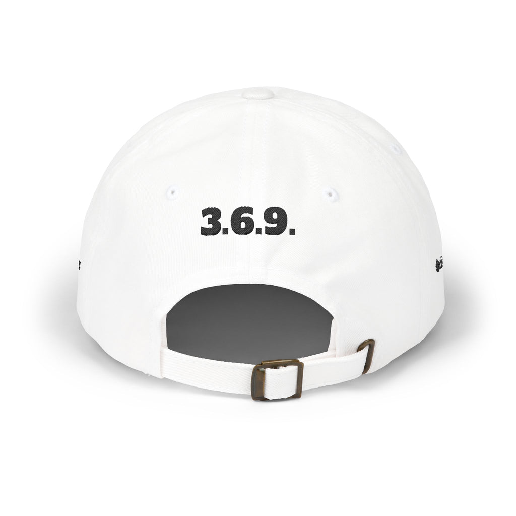 Built In The Dark Dad Cap — Embroidered White Baseball Hat (3.6.9. Accent)
