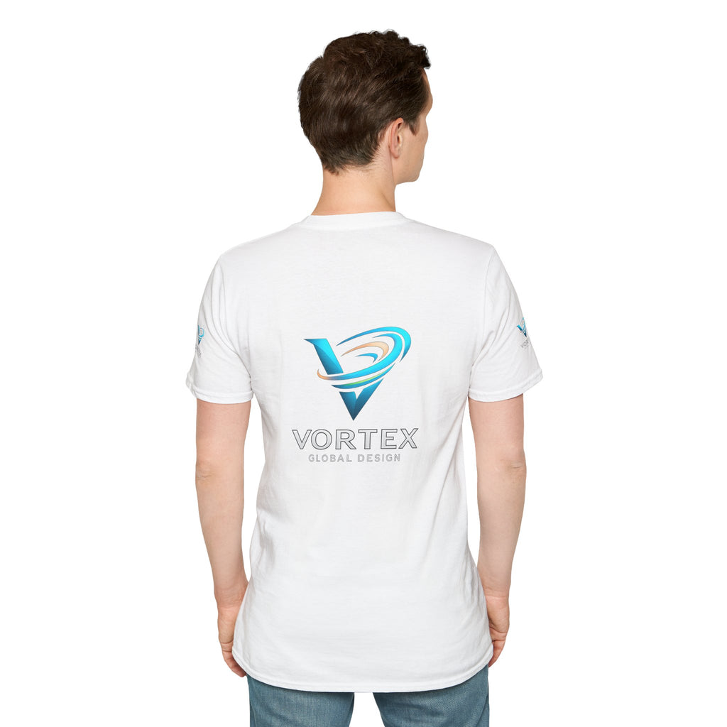Logo T-Shirt — Vortex Global Design Blue Swirl Tee