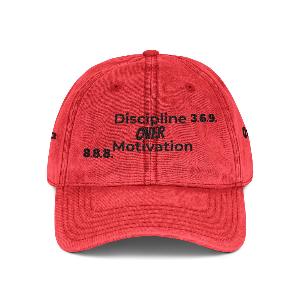 Vintage Embroidered Cap — "Discipline 3.6.9 Over Motivation" Red Dad Hat