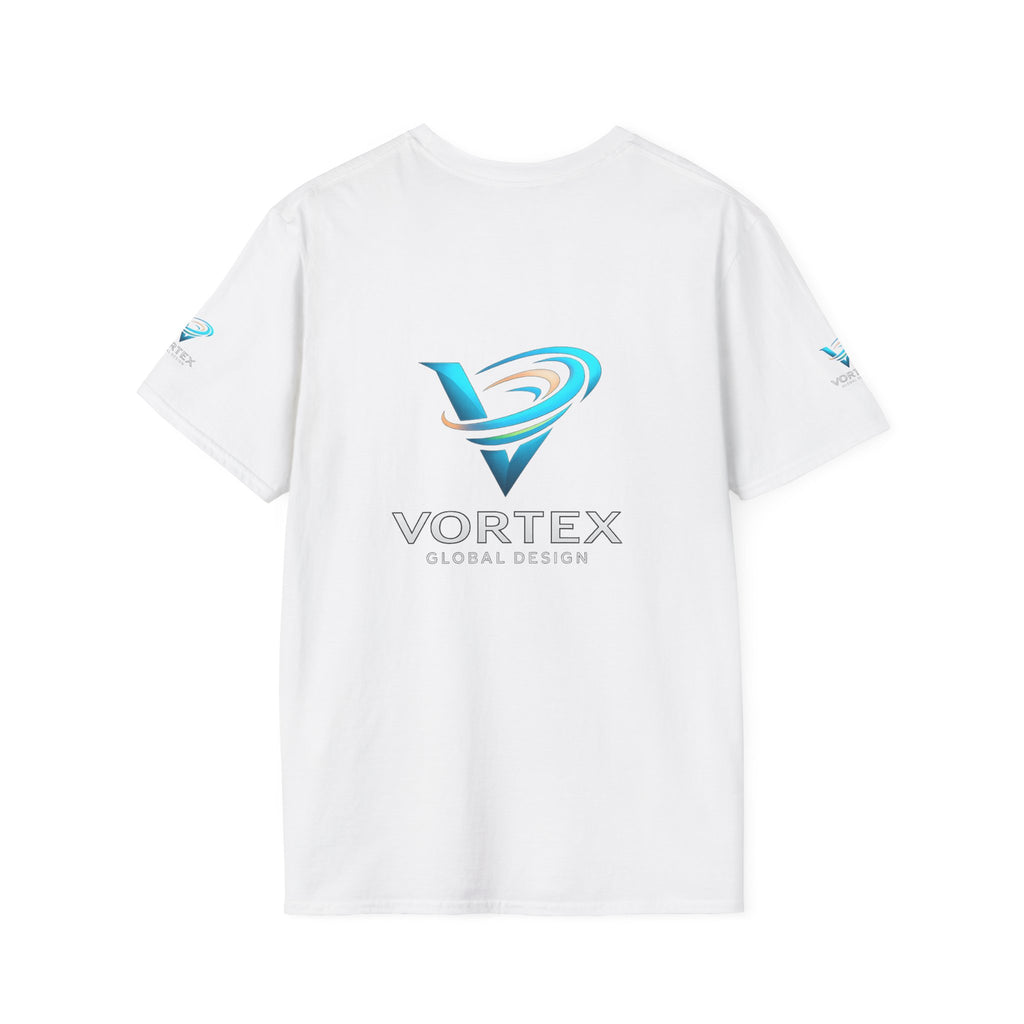 Logo T-Shirt — Vortex Global Design Blue Swirl Tee