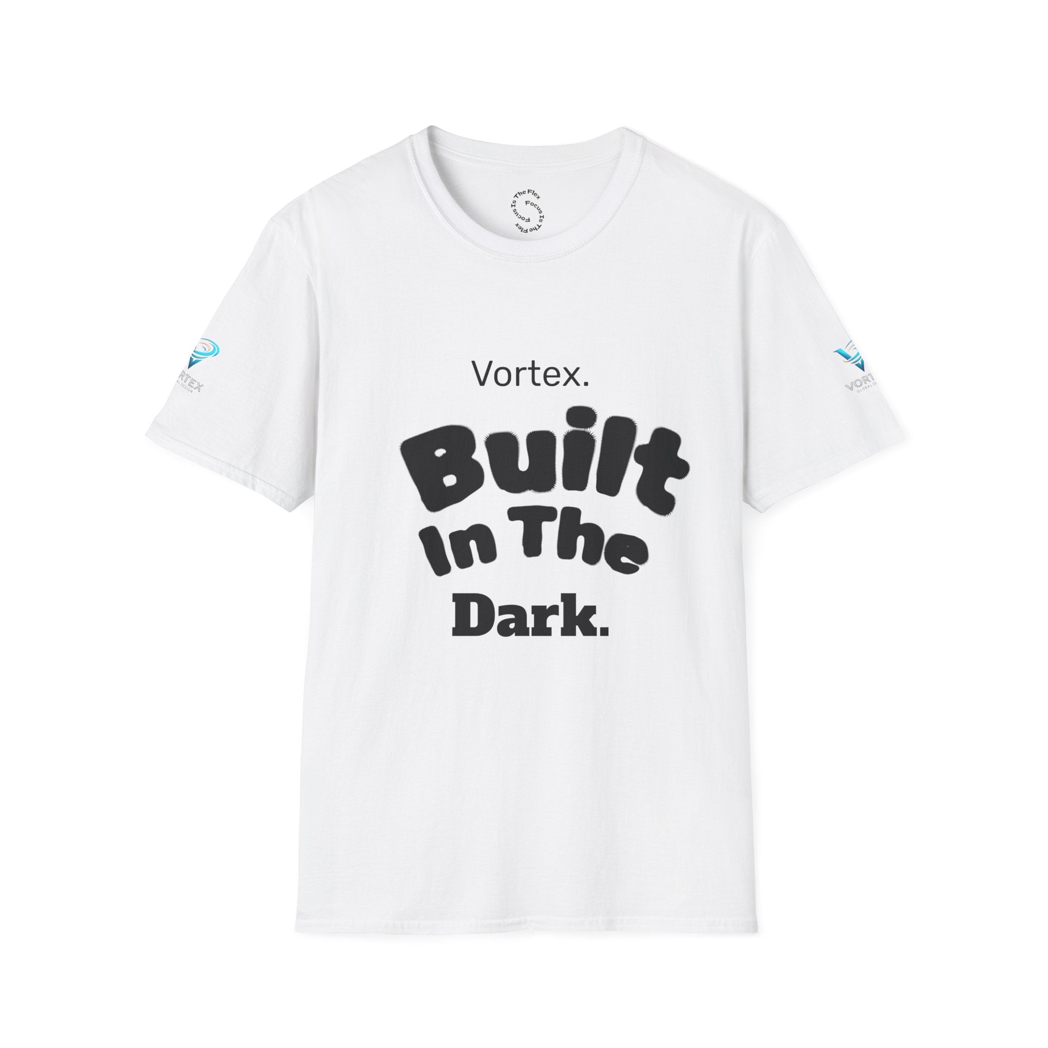 Built in the Dark T-Shirt — Vortex Graphic Tee (Bold Retro Lettering)