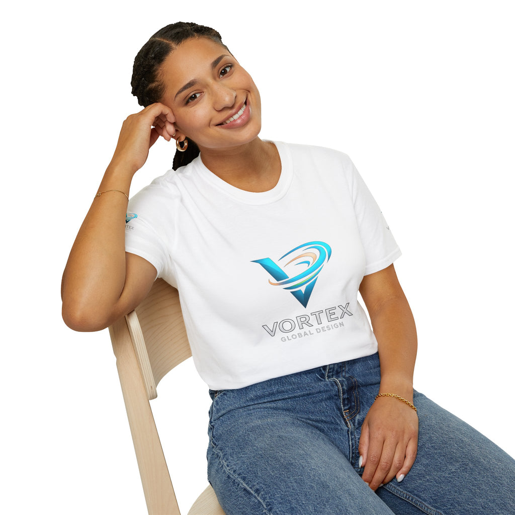 Logo T-Shirt — Vortex Global Design Blue Swirl Tee