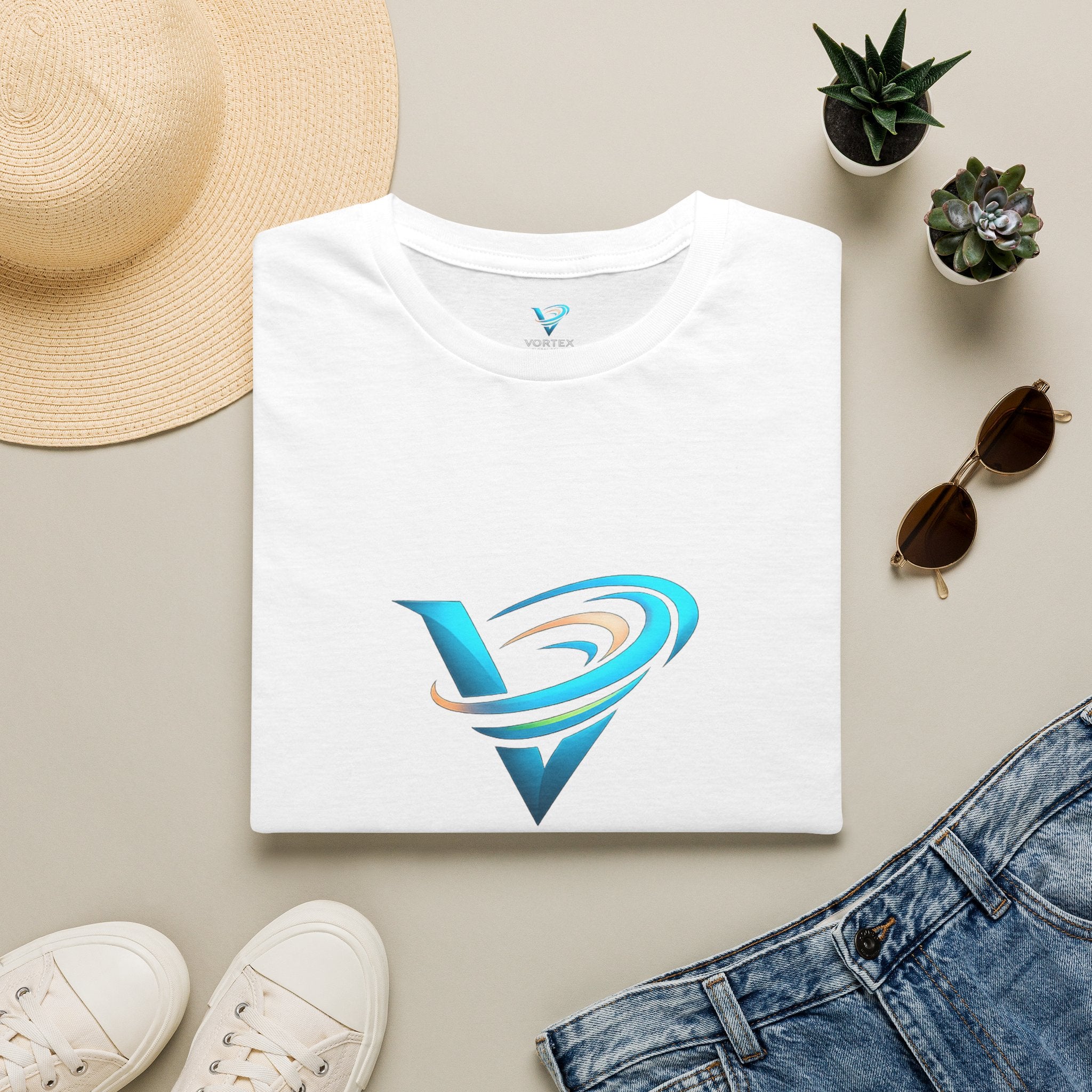 Logo T-Shirt — Vortex Global Design Blue Swirl Tee