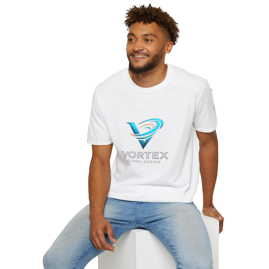 Logo T-Shirt — Vortex Global Design Blue Swirl Tee