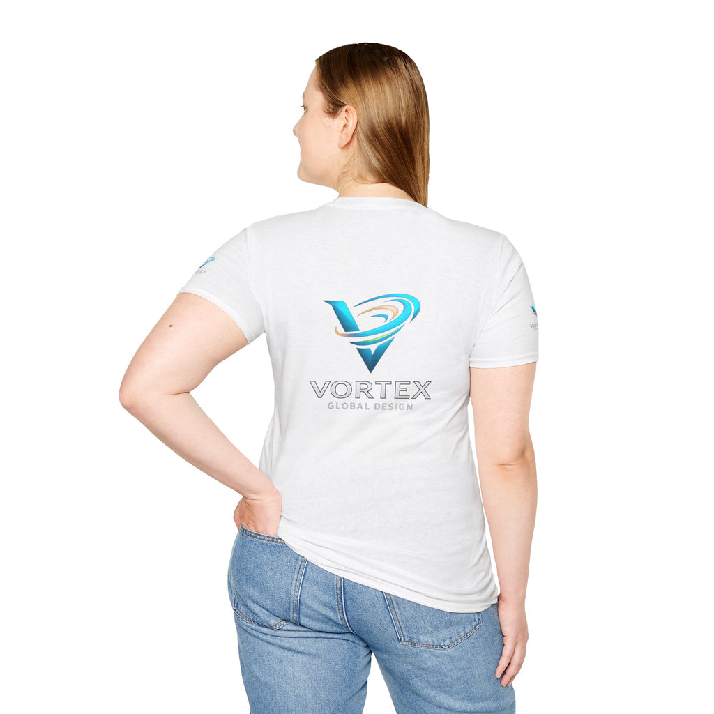 Logo T-Shirt — Vortex Global Design Blue Swirl Tee